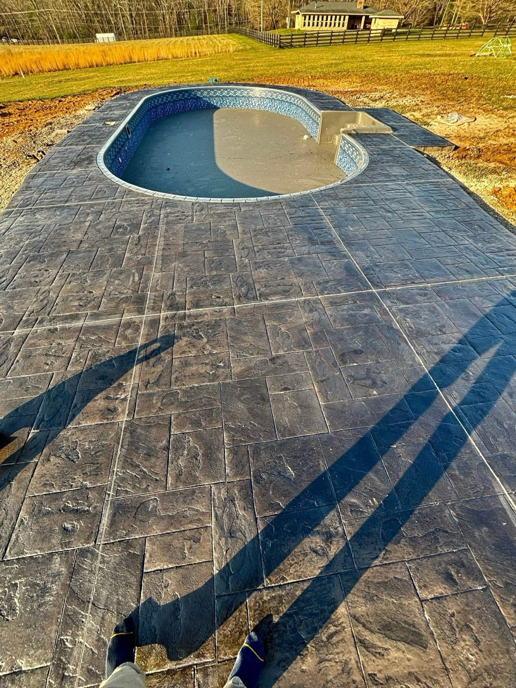 Stamped concrete pool deck